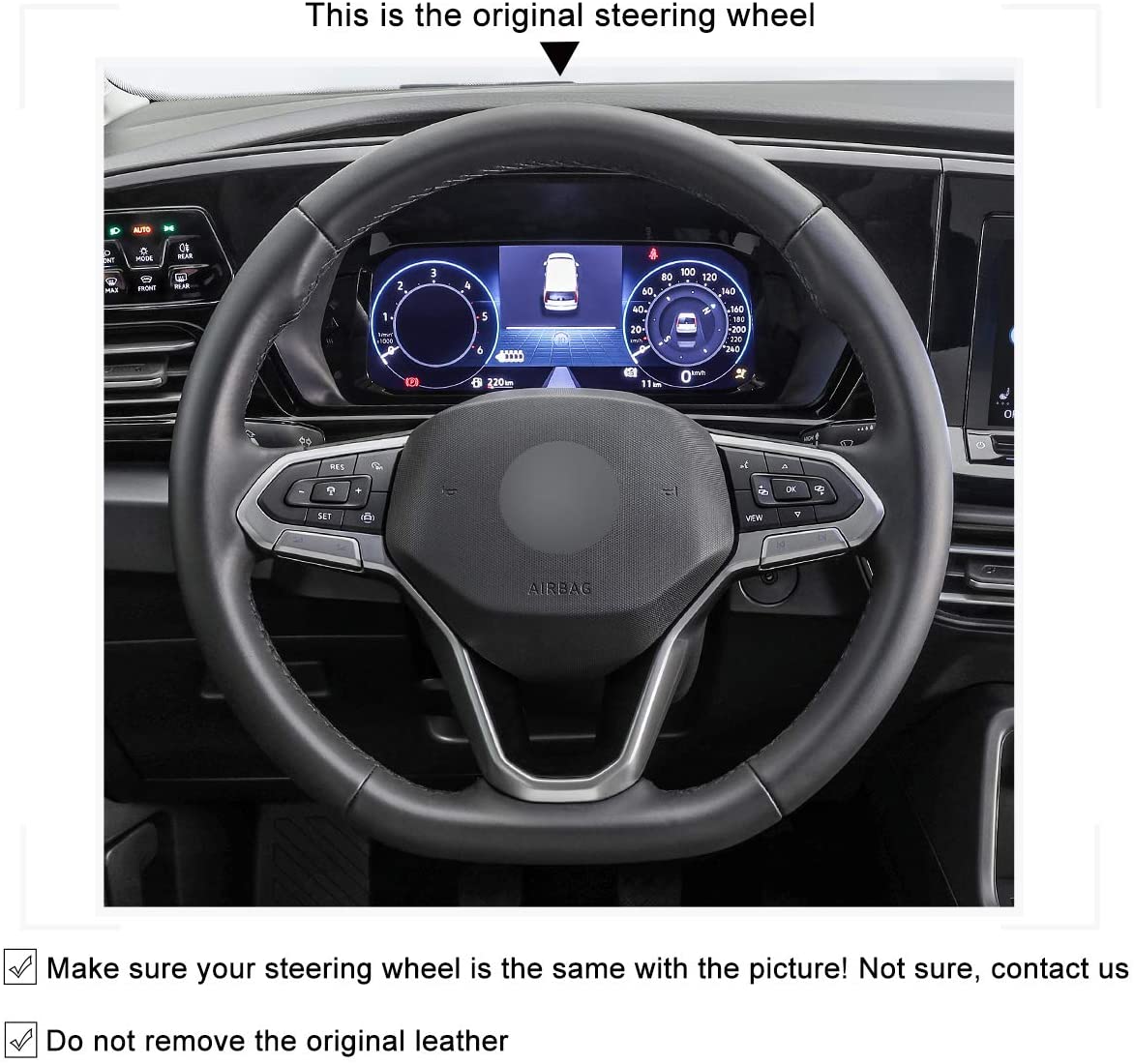 Loncky Black Genuine Leather Suede PU Carbon Fiber Steering Wheel wrap